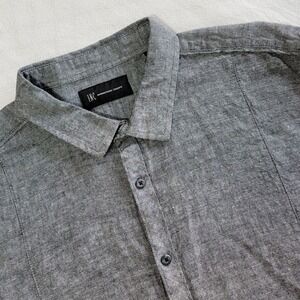 INC International Button Down Shirt Grey Men's XXL Coastal Euro-Summer Casual